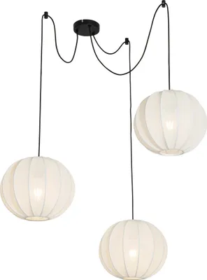 Produktbild von QAZQA - Design Design-Pendelleuchte I Pendellampe I Hängelampe I Pendellampe I Pendelleuchte I Lampe I Leuchte weiß Seide 3-flammig0 cm 3-flammig-Licht - Plu I Wohnzimmer I Schlafzimmer - Textil Kugel