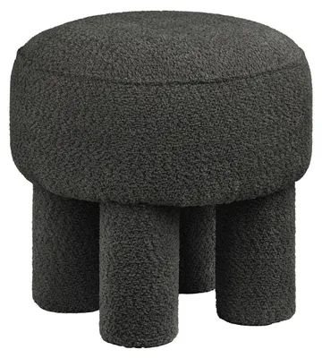 Obrázok produktu pre Canberra – okrúhly antracitový chenille taburet ø43x43 cm