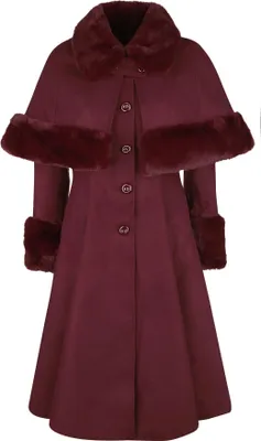 Produktbild von Hell Bunny Vintage Mantel - Capulet Coat Dunkelrot XS