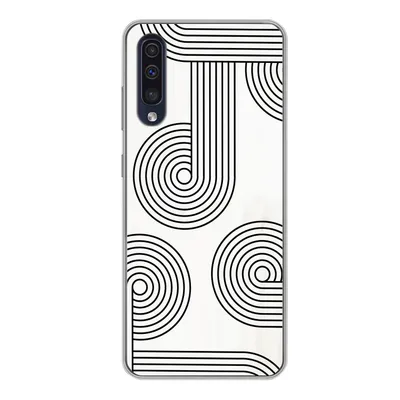 Produktbild von MuchoWow® Handyhülle Schutzhülle Hülle für Samsung Galaxy A50 Abstrakt - Schwarz - Weiß - Kreis Silikon Softcase Handy Hülle - Mobiltelefonhülle