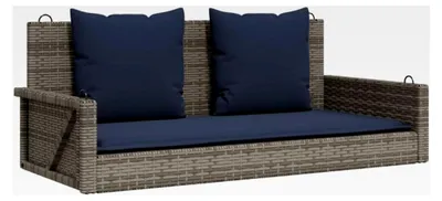 Produktbild von Schaukelbank mit Kissen Grau 119x56x48 cm aus Poly Rattan