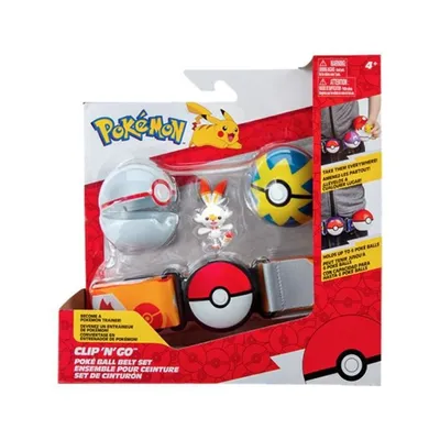 Produktbild von BANDAI Clip 'N' Go Gürtel - Pokémon - 1 Gürtel, 1 Quick Ball, 1 Premier Ball und 1 Figur 5 cm Flambino.