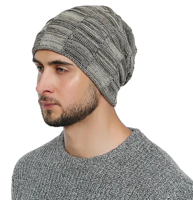 Produktbild von DonDon Herren Wintermütze Beanie mit Teddyfleece - beige schwarz