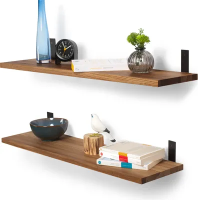 Produktbild von Rikmani Schweberegal Holzregal Wandregal TES 40 cm Dunkel-schwarz