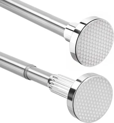 Gardinenstange ohne Bohren, 160-250 cm Teleskopstange Ø25mm, Einstellbar Edelstahl Duschvorhangstange für Zimmer, Fenster, Schrank, Balkon - Silber