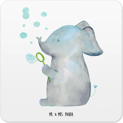 Produktbild von Mr. & Mrs. Panda Untersetzer für Gläser Elefant Seifenblasen 10er Set - Weiß - Geschenk, Elefanten, Tischuntersetzer, Lustige Sprüche, Heimat, Glas-Untersetzer, Coaster
