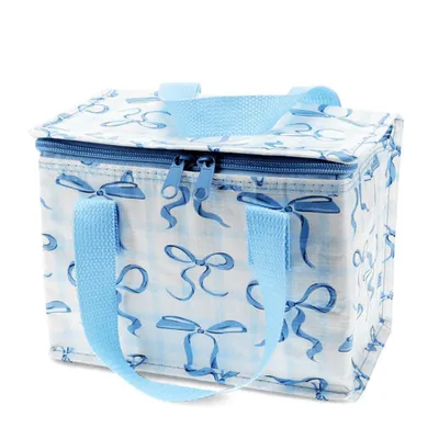 Produktbild von Isolierte Snacktasche blaue Schleifen Kühltasche Lunchtasche ca. 21x16x12cm