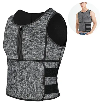 Produktbild von Men Neoprene Sauna Zipper Waist Trainer Vest Tank Top Trimmer Body Shaper Corset Vest