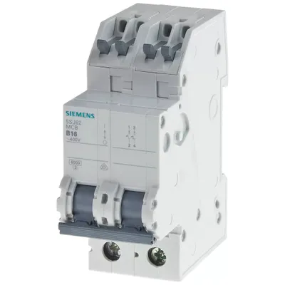 Produktbild von Siemens Leitungsschutzschalter 400V 6kA, 2-polig, C, 10A, T=70mm mit schraubenlosen 5SJ62107KS