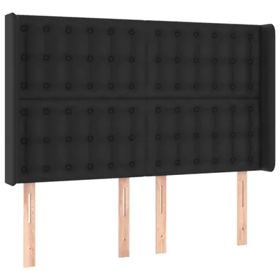 Image de vidaXL Tête de lit avec oreilles Noir 147x16x118/128 cm Similicuir