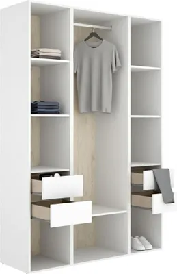 Produktbild von Bellwood - Großer Kleiderschrank, 45x205h cm Weiß, 7 Regale
