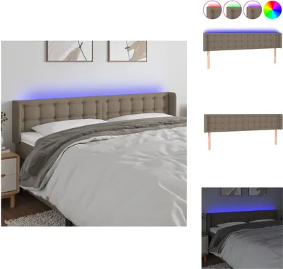 Produktbild von vidaXL LED Kopfteil Taupe 203x16x78/88 cm Stoff -  Kopf- & Fußenden