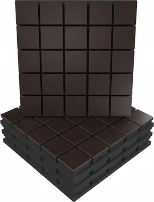 Obrázok produktu pre 4 akustické stenové panely s montážnou sadou | "GRID" 50x50x5cm | absorpcia a difúzia | farba: wenge