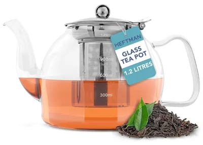 Gläserne Teekanne 1200 ml mit Edelstahl-Einsatz