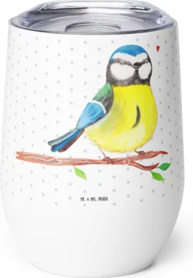 Produktbild von Mr. & Mrs. Panda Thermo Becher Vogel Blaumeise - Weiß - Geschenk, glühweinbecher, Frühling, thermosbecher, Ostergrüße, Ostergeschenke, Thermobecher, Ostern, Weinbecher
