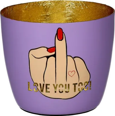 Produktbild von Gift Company Madras Windlicht M Love you too lila/gold 8,5cm