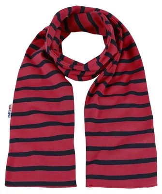 Produktbild von modAS Uni Bretonischer Schal mit Streifen und uni verschieden Farben - Herrenschal Damenschal Kinderschal 20x160 cm in Rot-Blau