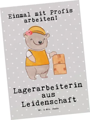 Produktbild von Mr. & Mrs. Panda Grußkarte Lagerarbeiterin Leidenschaft - Grau Pastell - Geschenk, Spruch, Ansichtskarten, Postkarte, Ausbildung, Fachlageristin, Ansichtskarte, bildkarte