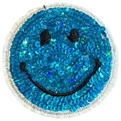Produktbild von Smiley-Aufbügelbild mit Glitzer und Pailletten