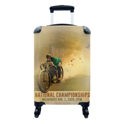 Produktbild von MuchoWow® Koffer Handgepäck Trolley Rollkoffer Kleine Reisekoffer mit 4 Rollen - Mancave - Motorrad - Vintage - Rennen - Cabin Size < 55x40x23 cm & 55x40x20 cm - Fotokoffer - Kabinenkoffer - Boardgepäck - Reise-Box - Reisekoffer - Reisegepäck - Koffer mit Bild - Trolley für Kinder