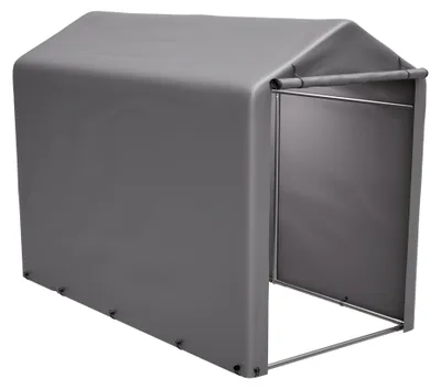 Produktbild von Fahrradgarage 187x100x160 cm Dunkelgrau, Wetterfeste Fahrradgarage PE mit Schwarz Stahlgestell & Reißverschluss: Unterstand für E-Bike & Garten