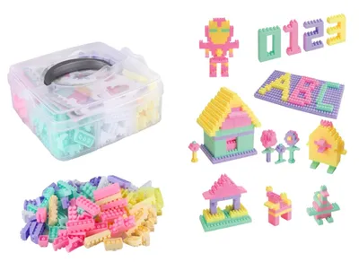 Produktbild von KIK - Vzdělávací kostky, naučné cihly, BOX 580el. pastel