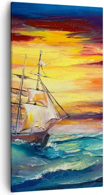 Produktbild von Bild auf Leinwand - Leinwandbild - Meer Welle Boot - 55x100cm - Wand Bild - Wanddeko - Wandbilder - Leinwanddruck - Bilder - Kunstdruck - Wanddekoration - Leinwand bilder - Wandkunst - PA55x100-3460