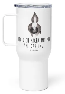 Produktbild von Mr. & Mrs. Panda Kaffee-to-go-Becher Stinktier Angriff - Weiß - Geschenk, To-Go-Becher, Thermobecher, thermosbecher, Teetasse, Stinker, Edelstahl Tasse, Raubtier, Skunk
