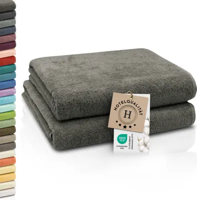 Produktbild von 2er Set Badetücher, 100% Baumwolle, 100x150 cm, 420g/qm, taupe
