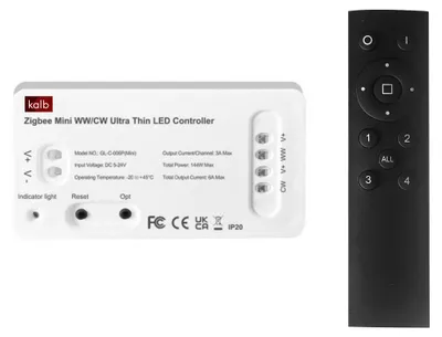 Produktbild von kalb | Zigbee System 1 Kanal für einfarbige und CCT LED-Leuchten, Smart Home Controller mit Fernbedienung