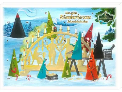 Produktbild von Crottendorfer Räucherkerzen-Adventskalender - Motiv 2026 - Querformat (31cm) von Crottendorfer