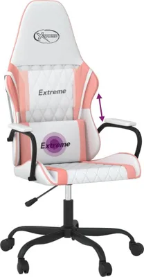 Produktbild von vidaXL Gaming-Stuhl mit Massagefunktion Weiß und Rosa Kunstleder