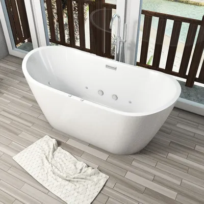 Produktbild von freistehende Badewanne Wanne F23 180cm Whirlpool Luft & Wasser mit Armatur AF02