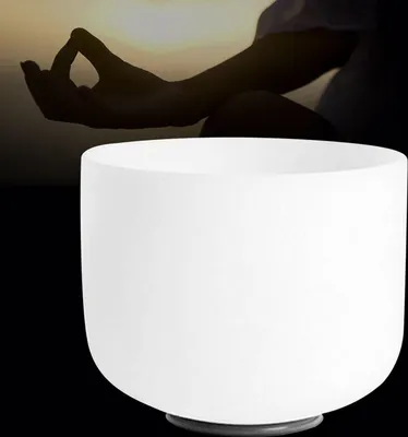 Image de Bol chantant en cristal F Note - 20cm pour la prière de méditation Blanc
