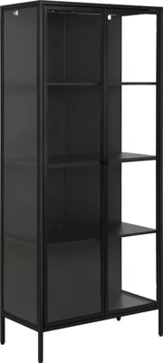 Produktbild von Newcastle Vitrinenschrank H180 mit 2 Glastüren, schwarz.