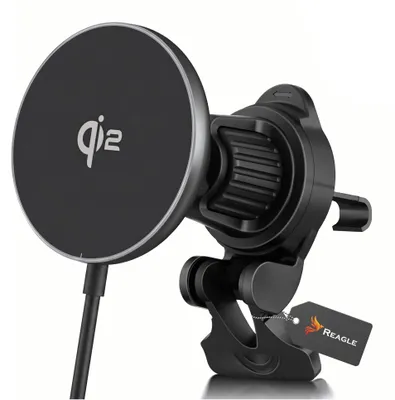 Produktbild von Auto Handyhalterung Lüftungsgitter MagSafe Qi2 15W Wireless Ladegerät für iPhone Smartphone magnetisch 360° USB-C Schnellladen Aluminium Halter KFZ