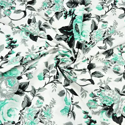 Produktbild von Baumwolle 100% Blumen Rosen in mintgrau
