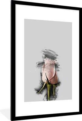 Produktbild von MuchoWow® MuchoWow® Gerahmtes Poster Blumen - Rosa - Schwarz 60x90 cm - Poster mit zchwarzem Bilderrahmen - Dekoration - Wandposter Wohnzimmer - Hochwertig