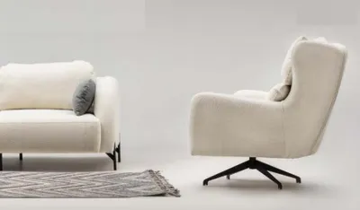 Produktbild von Gruppe Stoffsofa Zweisitzer Sofa Sessel Polstersofa Beige Couch Set