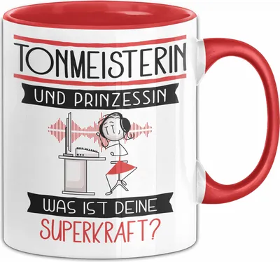 Produktbild von Tonmeisterin Und Prinzessin Tasse Geschenk Für Eine Tonmeisterin Geburtstag Was Ist Deine Superkraft (Rot)