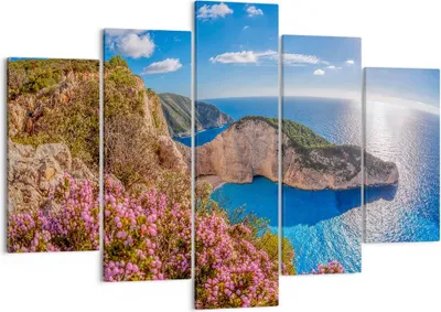 Produktbild von Bild auf Leinwand - Leinwandbild - Meer Sommer Blume - 150x100cm - Wand Bild - Wanddeko - Leinwanddruck - Bilder - Kunstdruck - Wanddekoration - Leinwand bilder - Wandkunst - EA150x100-3741
