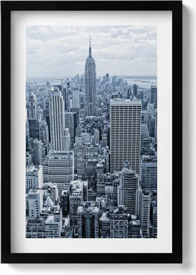 Produktbild von Blick auf New York– Wandbild mit Rahmen – Gerahmtes Bild  – Wanddekoration – 40x60 cm –  Schwarz