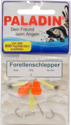 Produktbild von 2 Forellenschlepper Forellenhaken Forellen Spinner , Größe:10, Farbe:Fluo Rot