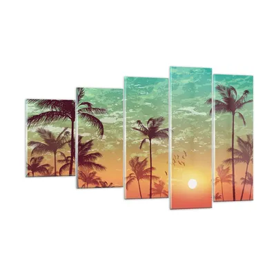 Produktbild von Bilder auf glas - Horizont Küste Kokosnuss Himmel - 100x60cm - Glasbilder - Wandbilder - Kunstdruck - zum Aufhängen bereit - Wanddekoration aus Glas - Glas Bilder - Wandbild auf Glas - GEG100x60-3121