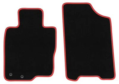 Zdjęcie produktu dla Dywaniki samochodowe welurowe CARLUX-RED do: Nissan Navara IV (2014-, pickup) czarne z czerwonym obszyciem, z mocowaniami
