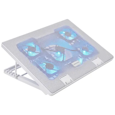 Productafbeelding van Mars Gaming MNBC2, koelplatform en standaard voor laptops tot 17,3 inch, met 5 UA5-ventilatoren, 6-traps instelbaar, LED-verlichting, wit