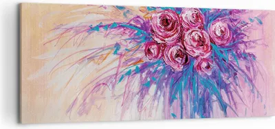 Produktbild von Bild auf Leinwand - Leinwandbild - Einteilig - Blumenstrauß Blumen Rosen - 120x50cm - Wand Bild - Wanddeko - Wandbilder - Leinwanddruck - Bilder - Wanddekoration - Leinwand bilder - AB120x50-4465