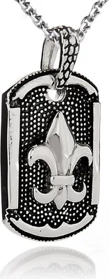 Produktbild von Karisma Edelstahl Anhänger Dog Tag Bourbonische Lilie - Geschwärtzt Mit Edelstahl Kette- HSP6503-1 - 50.0 Zentimeter
