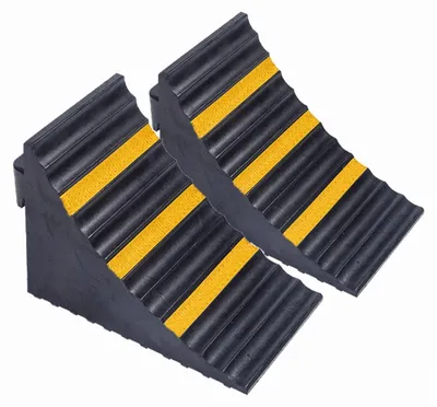 Produktbild von Gummi Unterlegkeile Schwerlast 2 Stück Schwarz & Gelb 25x16x19cm rutschfest