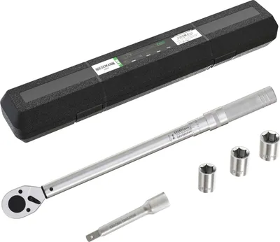 Immagine prodotto di Set chiave dinamometrica con prolunga e bussole da 17, 19, 21 mm WIESEMANN 1893 | chiave a scatto con attacco a destra con doppia scala | lega acciaio CV cromato | 80386